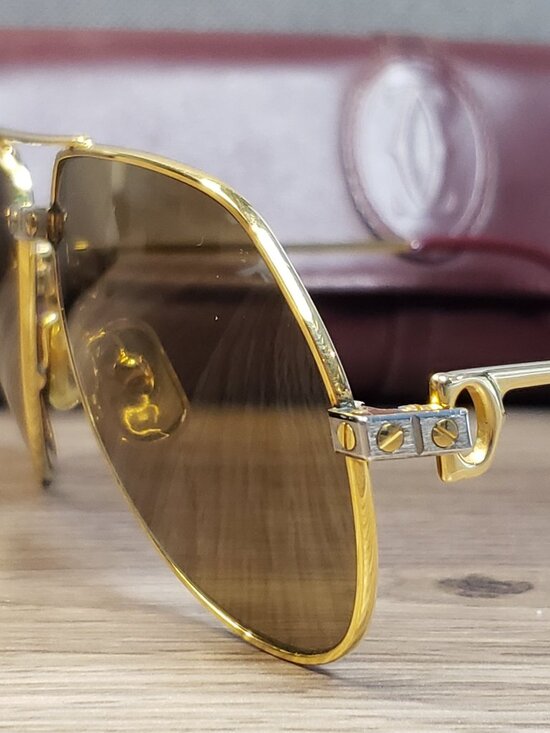 Cartier Santos Vendôme Aviator Sunglasses – Vintage Authentic Gold Frame w/ Case main image 4